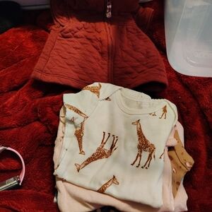 Carter's Cream and Brown Giraffe Print Tee